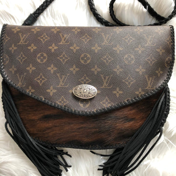 The Peacock Messenger - Black VS Hair-on-Hide and Monogram