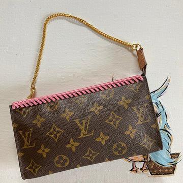 The Junco -CS Monogram in Pink Wristlet