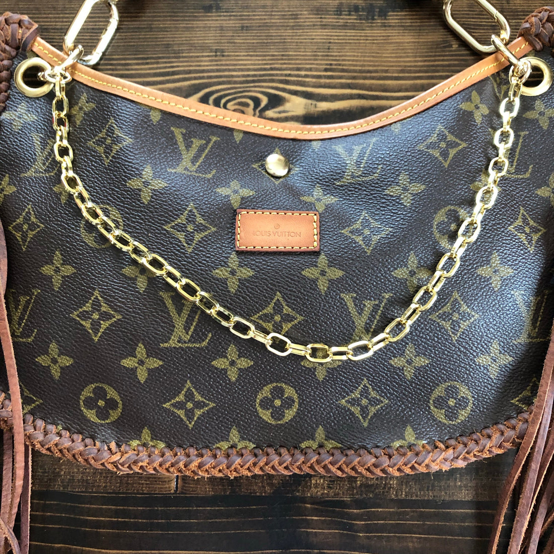 The Peacock -VS Monogram Hobo Crossbody/Tote with Fringe