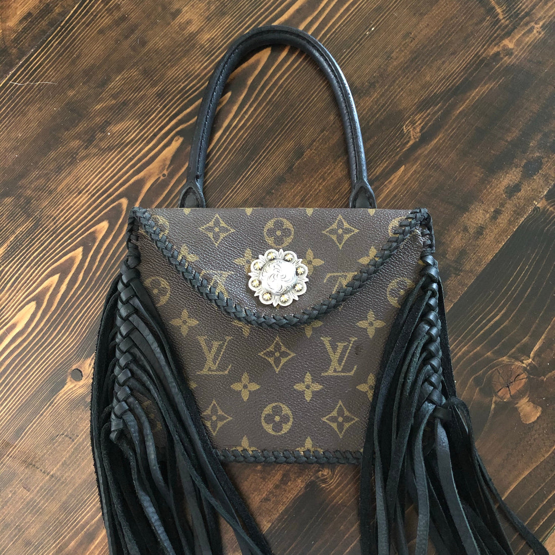 The Falcon - Monogram Black FringeVS Mini Tote/Crossbody