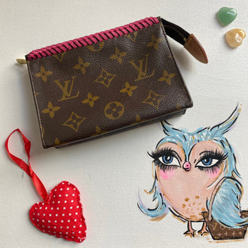 The Junco -CS Monogram Pouch in Hot Pink