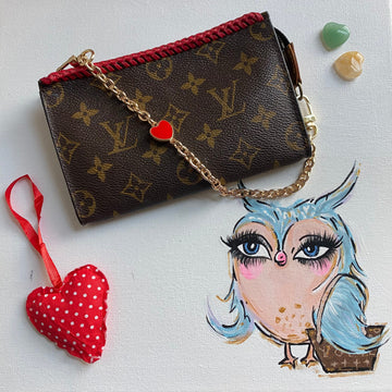 The Junco -CS Monogram Wristlet in Red