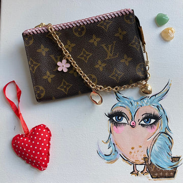 The Junco -CS Monogram Wristlet in Light Pink
