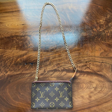 The Junco -CS Monogram in Brandy Wristlet