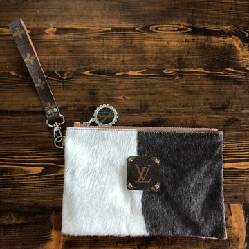 The MockingVS - Hair on Hide Wristlet Bag with Silver Hardware