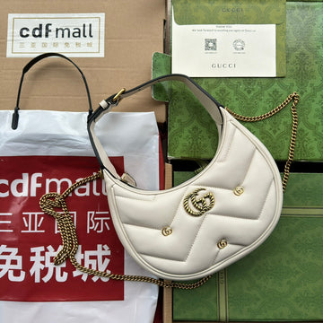 VS marmont half-moon shaped 21cm white calfskin gold hardware