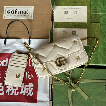 VS marmont 21cm white calfskin double g stud gold hardware