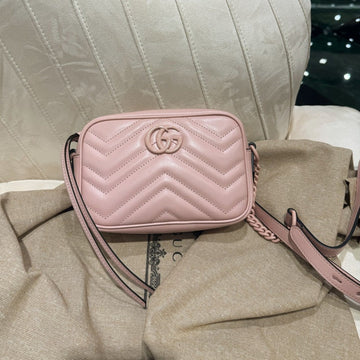 VS MINI 18 MARMONT MATELASS¨¦ SHOULDER BAG LIGHT PINK CALFSKIN