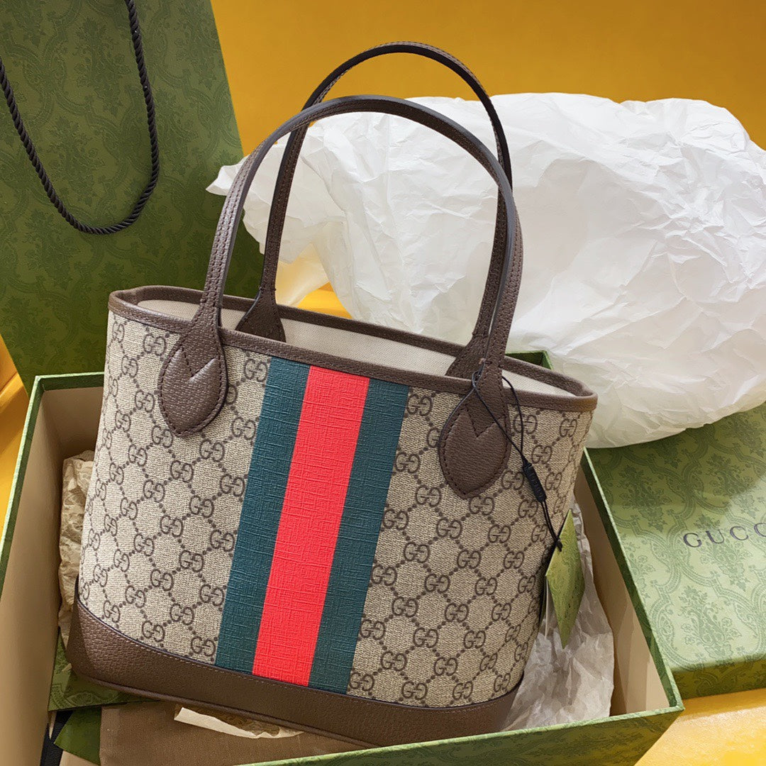 VS OPHIDIA SMALL 25 TOTE IN BEIGE AND EBONY CANVAS