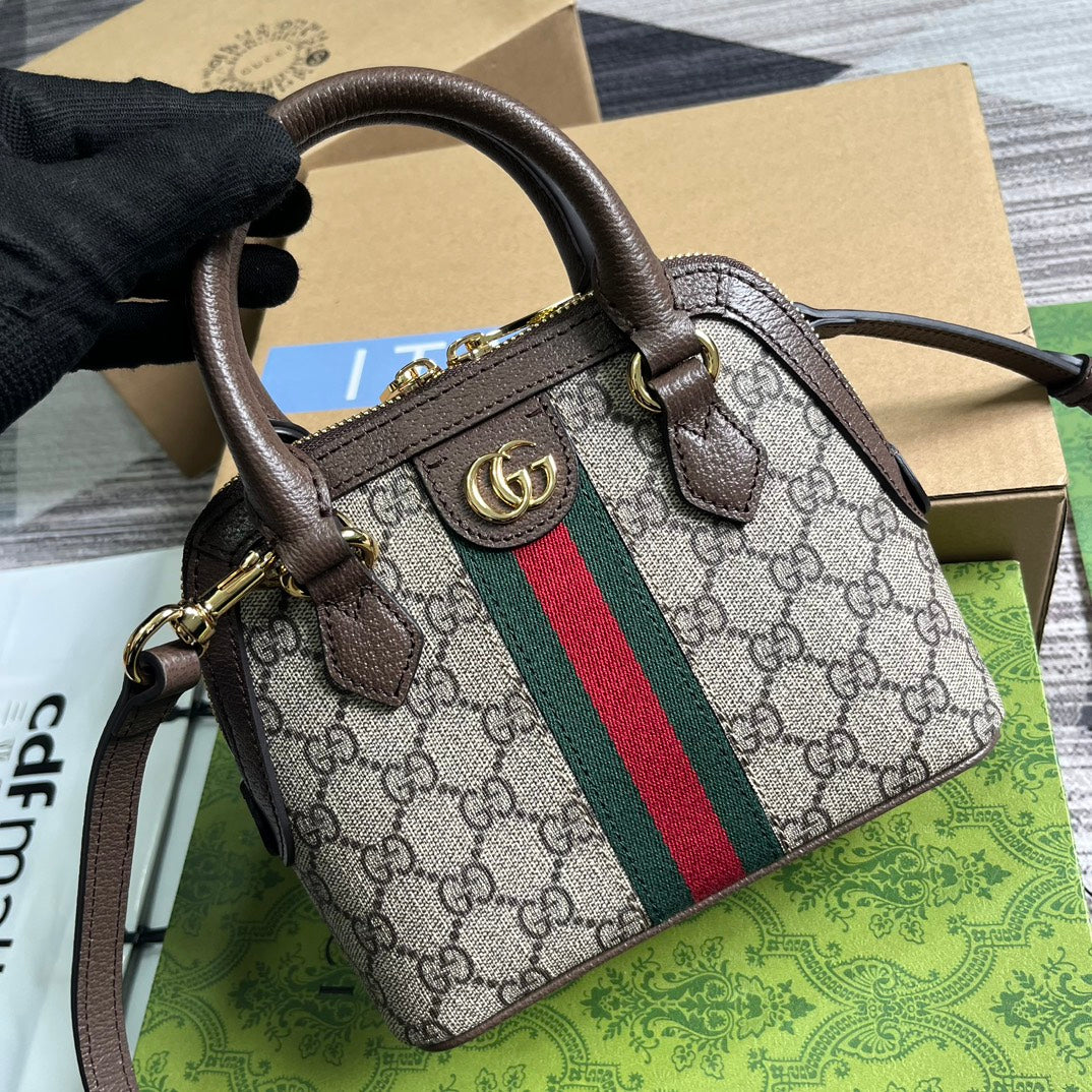 OPHIDIA VS SHOULDER BAG 20 BEIGE AND EBONY SUPREME CANVAS