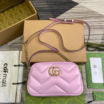 VS MARMONT 24 SMALL MATELASS¨¦ SHOULDER BAG LIGTH PINK CALFSKIN