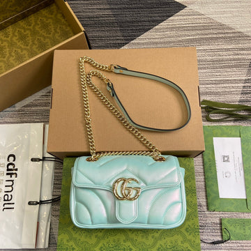 VS MARMONT 23 SMALL SHOULDER BAG BLUE IRIDESCENT CALFSKIN