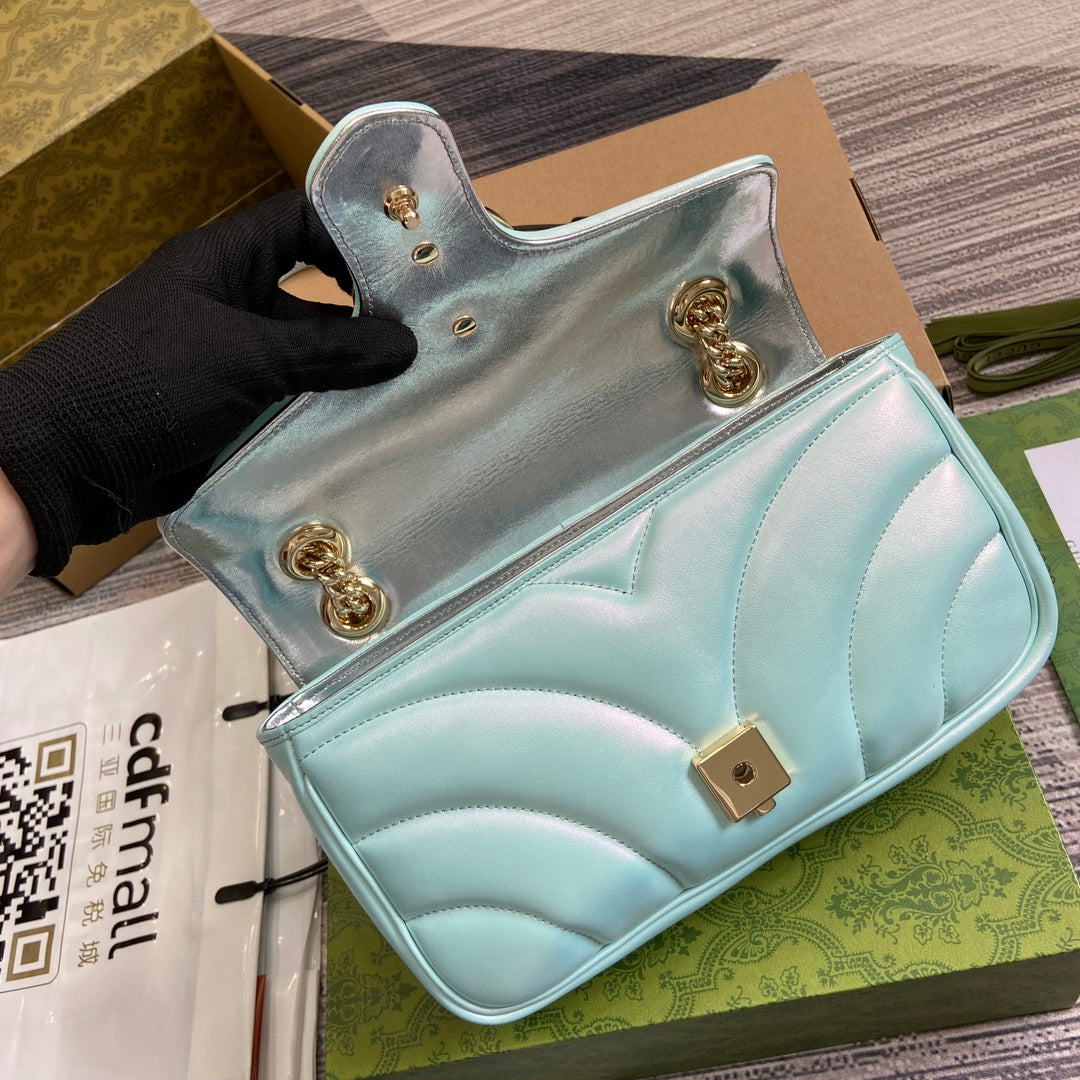 VS MARMONT 26 MEDIUM SHOULDER BAG BLUE IRIDESCENT CALFSKIN