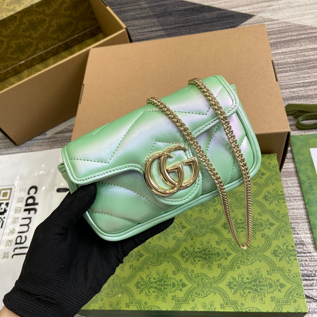 VS MARMONT 16 MINI SHOULDER BAG GREEN IRIDESCENT CALFSKIN