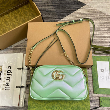 VS MARMONT 24 SMALL MATELASS¨¦ SHOULDER BAG GREEN IRIDESCENT CALFSKIN
