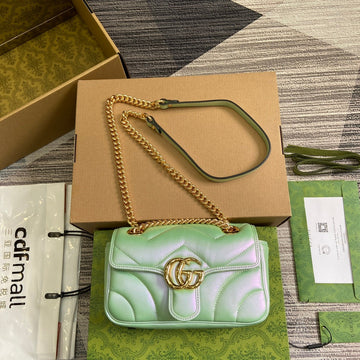 VS MARMONT 23 SMALL SHOULDER BAG GREEN IRIDESCENT CALFSKIN