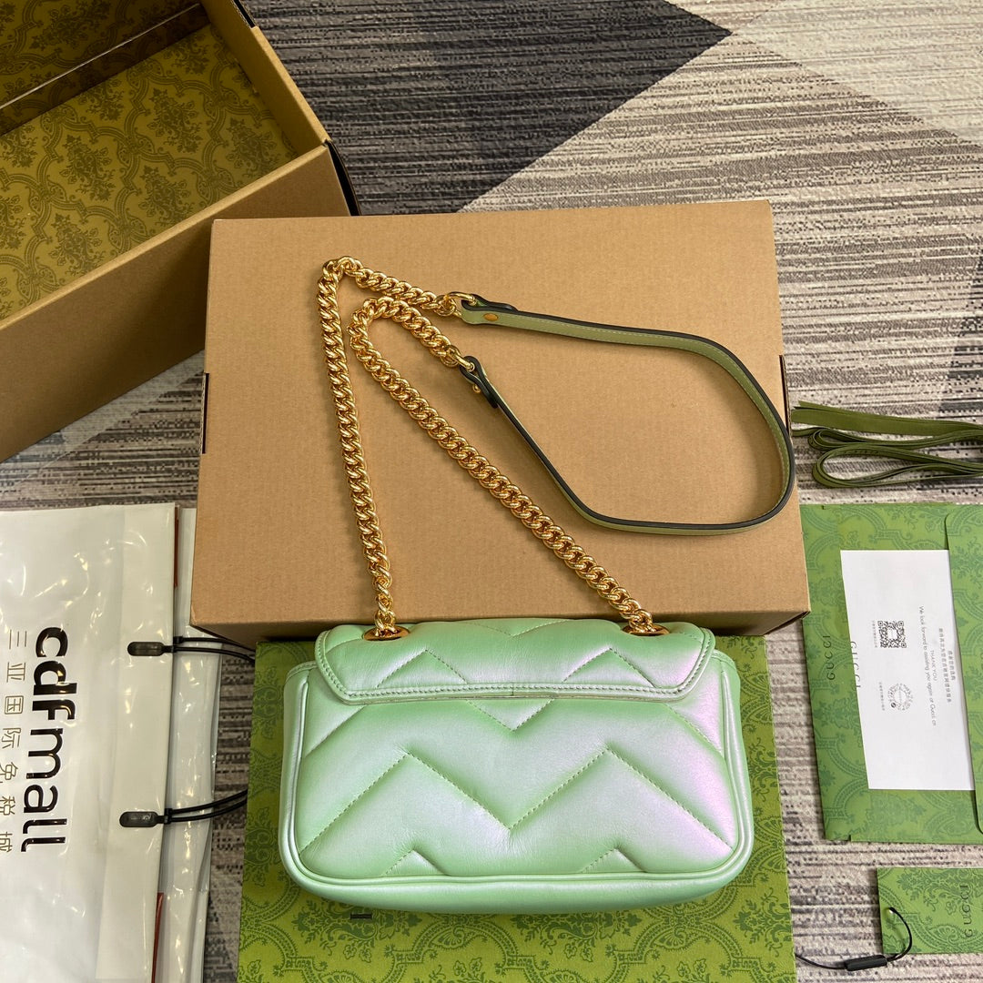 VS MARMONT 23 SMALL SHOULDER BAG GREEN IRIDESCENT CALFSKIN