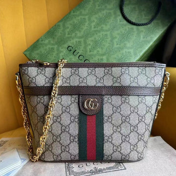 OPHIDIA 21 VS SMALL SHOULDER BAG IN BEIGE CANVAS AND BROWN CALFSKIN