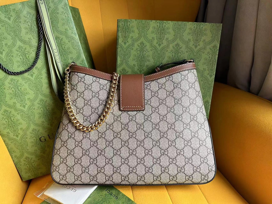 VS PADLOCK 32 SHOULDER BAG BEIGE CANVAS AND BROWN CALFSKIN