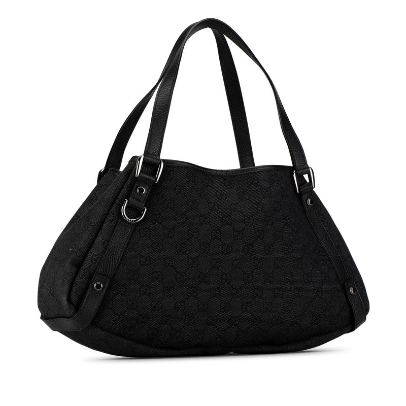 Gucci CS Canvas Abbey Handbag 293578 Black Leather in Very Good Condition