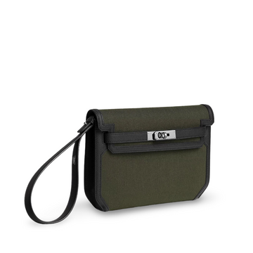 Hermès Kelly depeches 25 pouch Tourbe / Noir