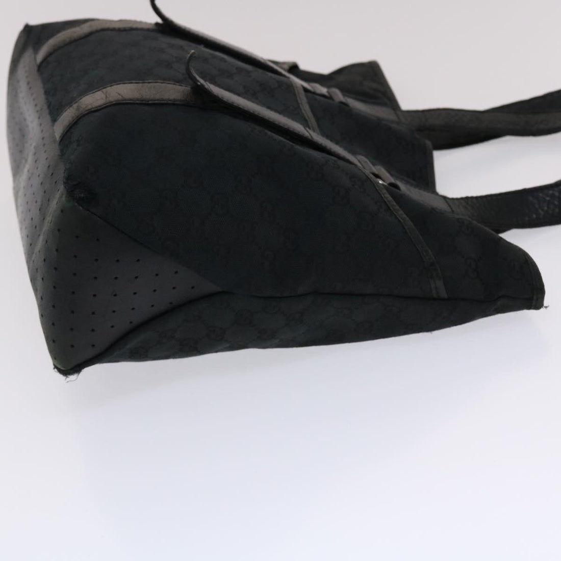 GUCCI VS Canvas Tote Bag Leather Black 145971  ki3198