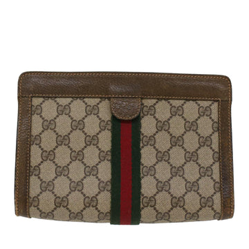GUCCI VS Canvas Web Sherry Line Clutch Bag Beige Red 67.014.2125  ki3236