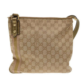 GUCCI VS Canvas Sherry Line Shoulder Bag Beige Gold pink
