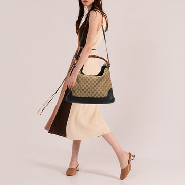 Gucci Beige/Ebony VS Canvas and Leather Bamboo Shoulder Bag