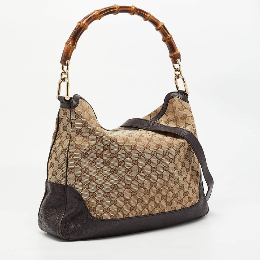 Gucci Beige/Ebony VS Canvas and Leather Bamboo Shoulder Bag