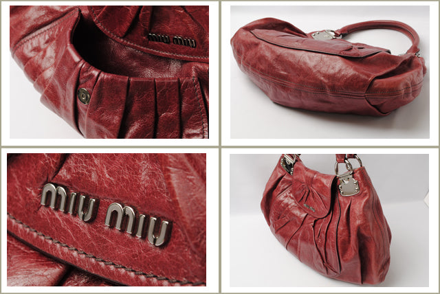Miu Miu Vintage Leather Shoulder Bag VITELLO LUX Light Bordeaux