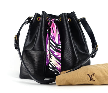 Louis Vuitto Petit Noe Black Epi Leather Bag with Wallet