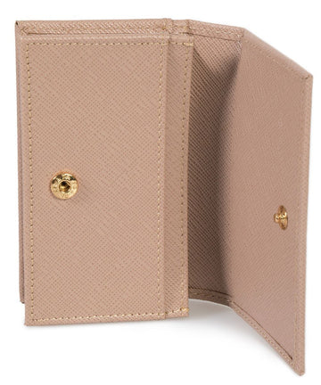 Prada Cammeo Beige Saffiano Leather Credit Card Holder Wallet 1MC122