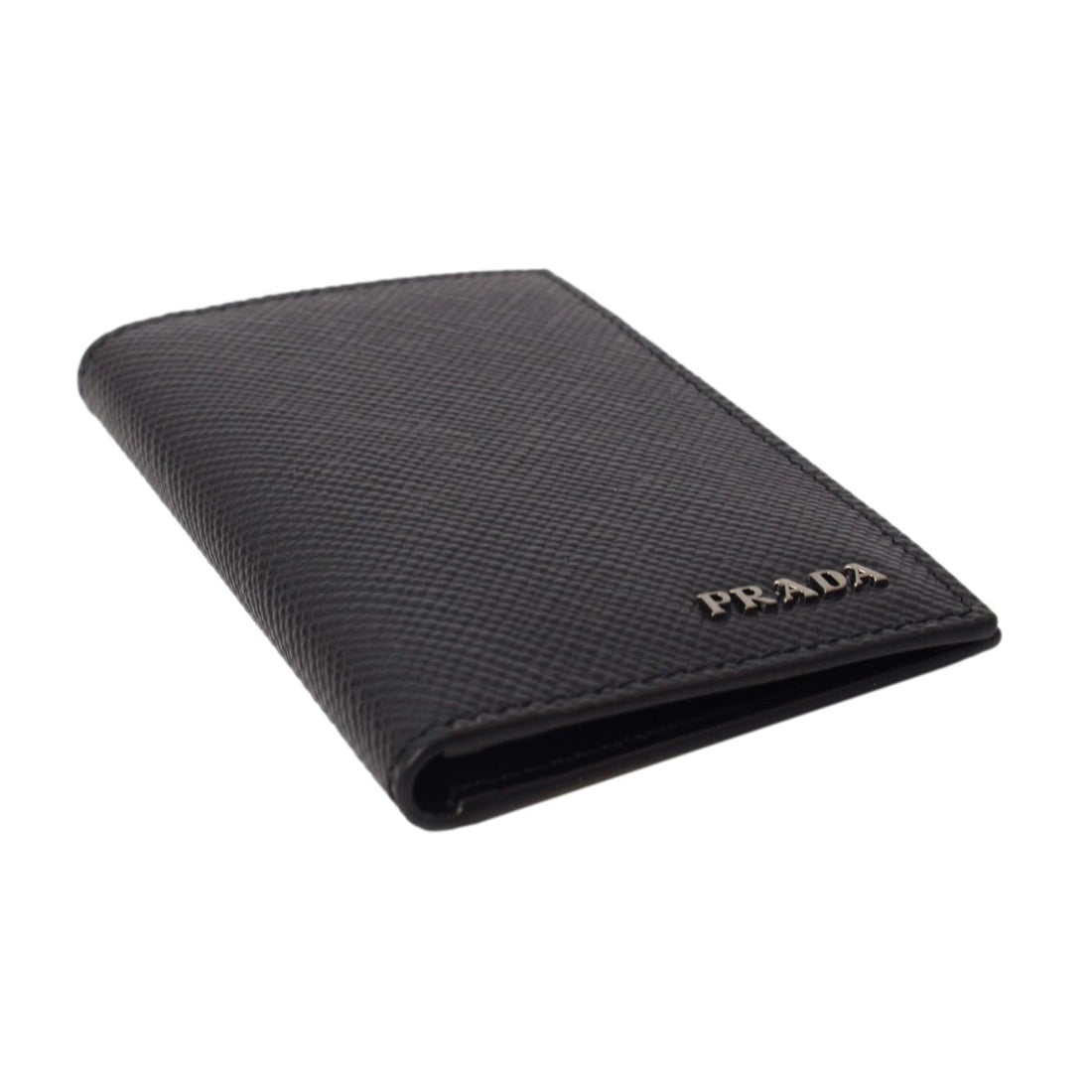 Prada Black Saffiano Leather Vertical Logo Card Holder 2MC101