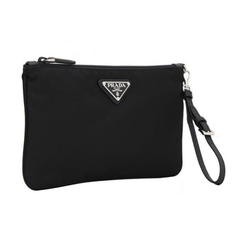 Prada Black Tessuto Nylon Pouch Prada Logo Wristlet Clutch Bag 1NH545