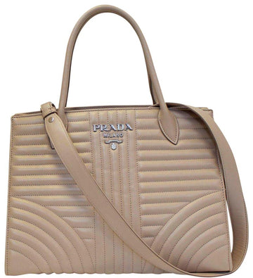 Prada Diagramme Leather Tote Nude Shoulder Bag