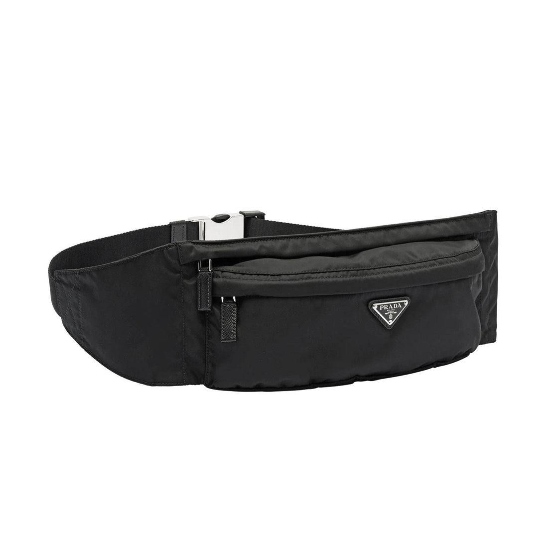 Prada Marsupio Black Nylon Saffiano Trim Triangle Logo Belt Bag 2VL132