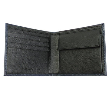 Prada Navy Black Bicolor Saffiano Leather Logo Bifold Wallet 2MO738
