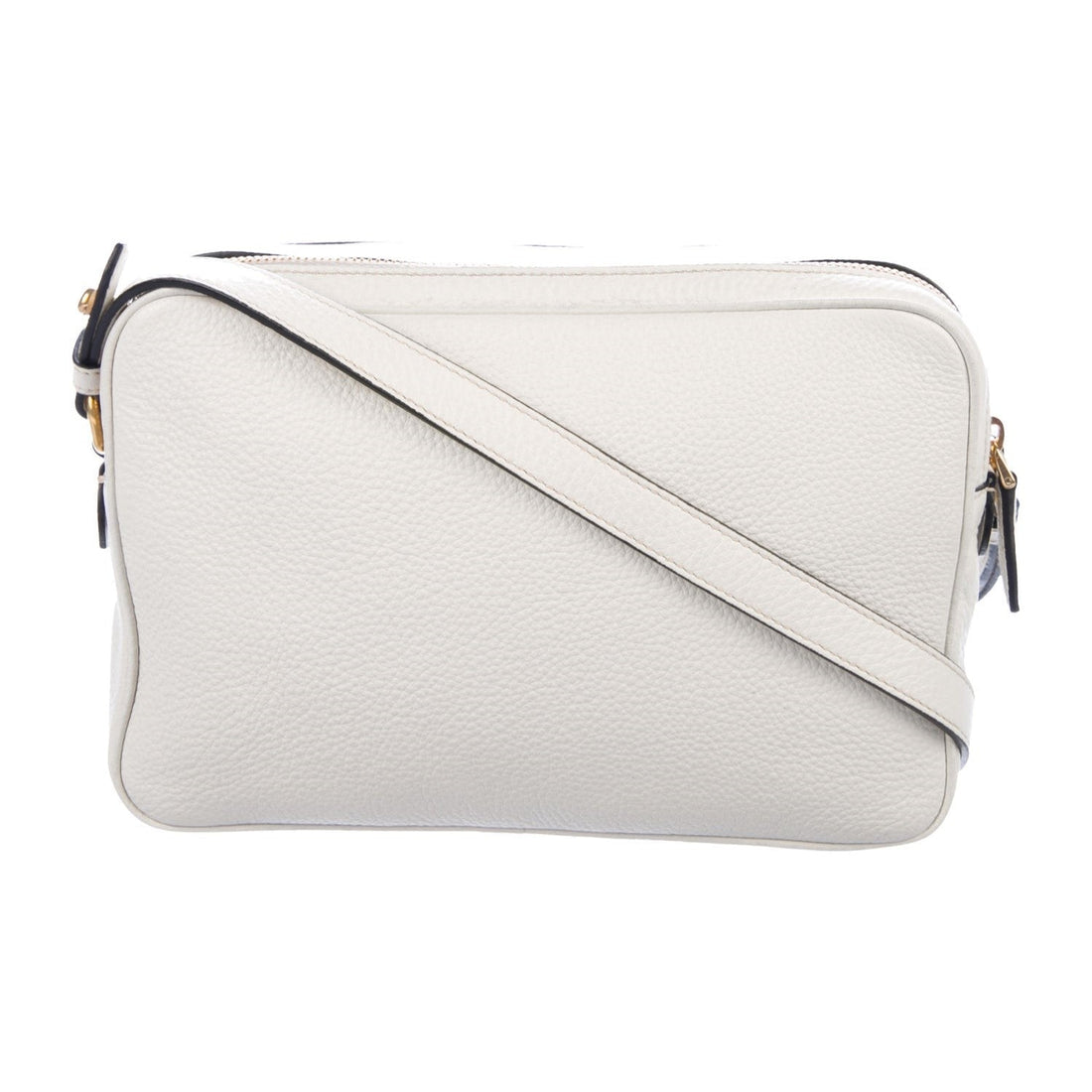 Prada Vitello Phenix White Leather Double Zip Camera Crossbody 1BH079
