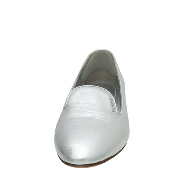 Prada Silver Metallic Ladies Loafer 38