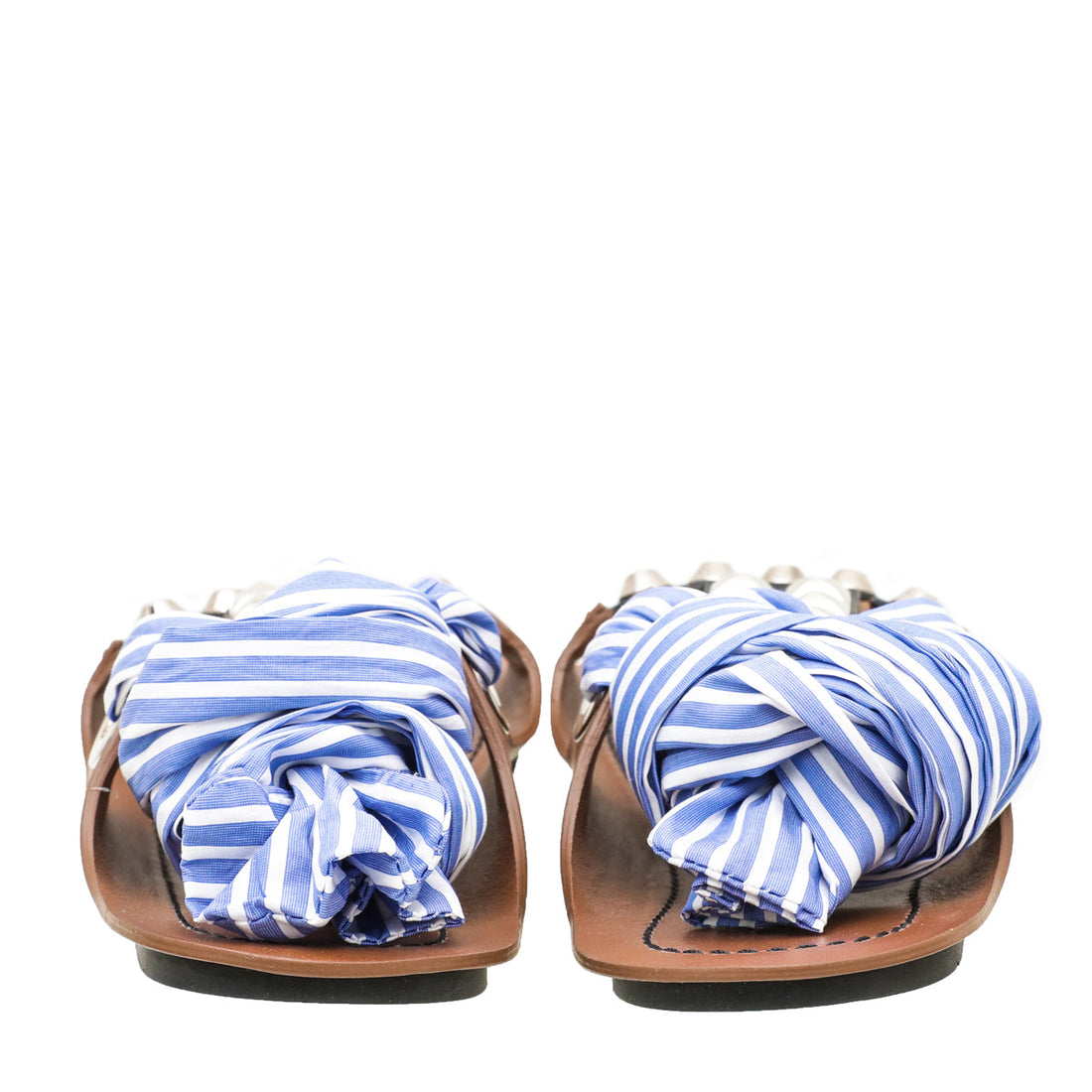 Prada Bicolor Studded Wrap Around Gladiator Sandals 36