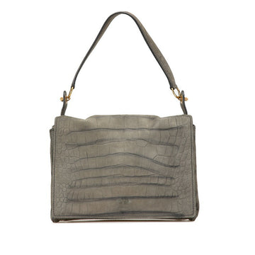Saint Laurent Crocodile Embossed Leather Shoulder Bag