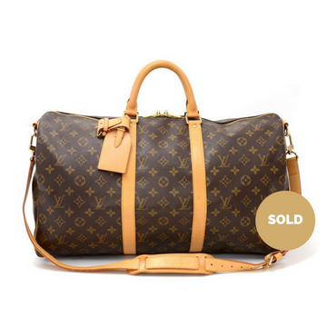 Louis Vuitto Keepall 50 Bandouliere Monogram Canvas Travel Bag with Strap