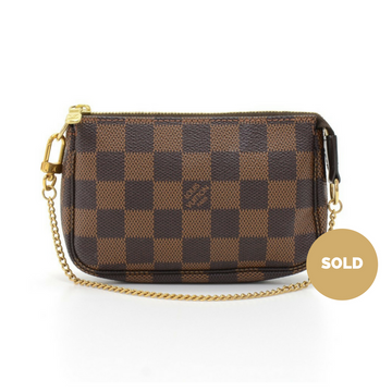 Louis Vuitto Mini Pochette Accessoires Damier Ebène Canvas Evening Bag