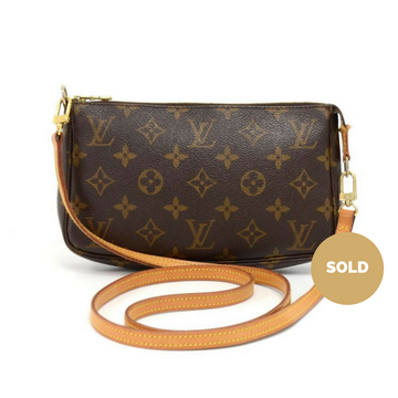 Louis Vuitto Pochette Accessoires Monogram Canvas Evening Bag with Long Strap