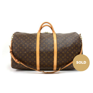 Louis Vuitto Keepall 60 Bandouliere Monogram Canvas Travel Bag with Strap