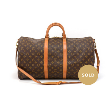 Louis Vuitto Keepall 55 Bandouliere Monogram Canvas Travel Bag with Strap