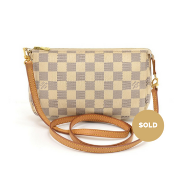 Louis Vuitto Pochette Accessoires Damier Azur Canvas Bag with Strap