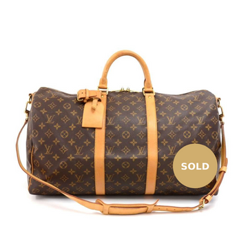 Louis Vuitto Keepall 50 Bandouliere Monogram Canvas Travel Bag with Strap