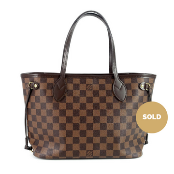 Louis Vuitto Neverfull PM Damier Ebène Canvas Shoulder Bag